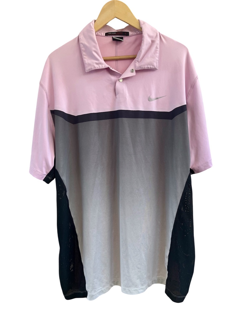 Nike Tiger Woods Collection Polo Shirt Pink Dri-Fit Golf L Ombre Gradient